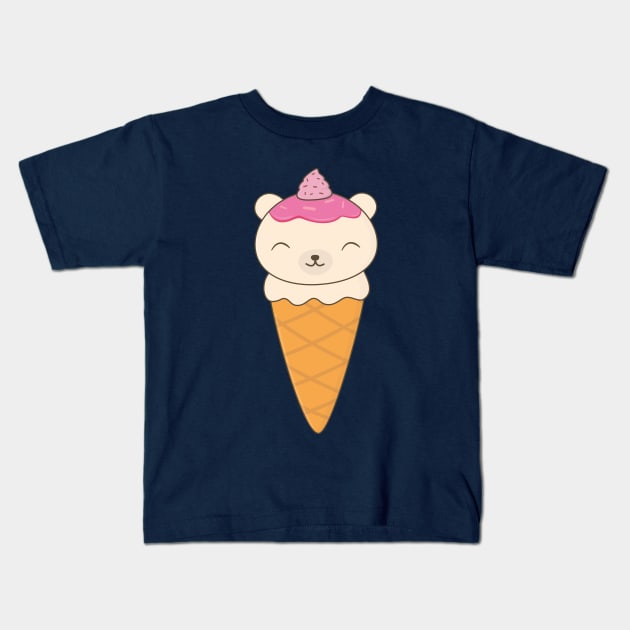 Polar Ice Cream Bear T-Shirt Kids T-Shirt by happinessinatee